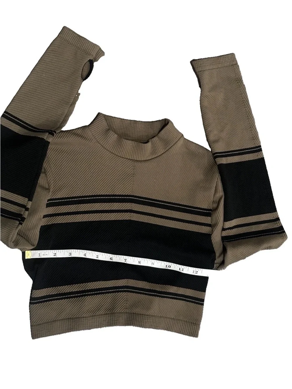 Free People Finish Line Long Sleeve Top M brown and Black
